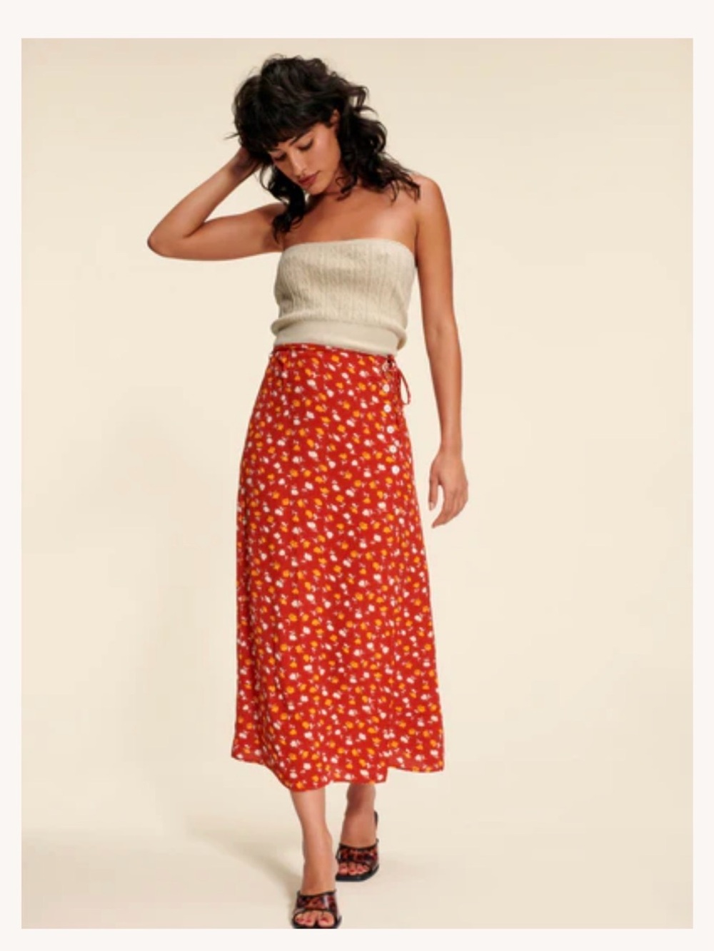Rouje Glorie Wrap Midi Skirt